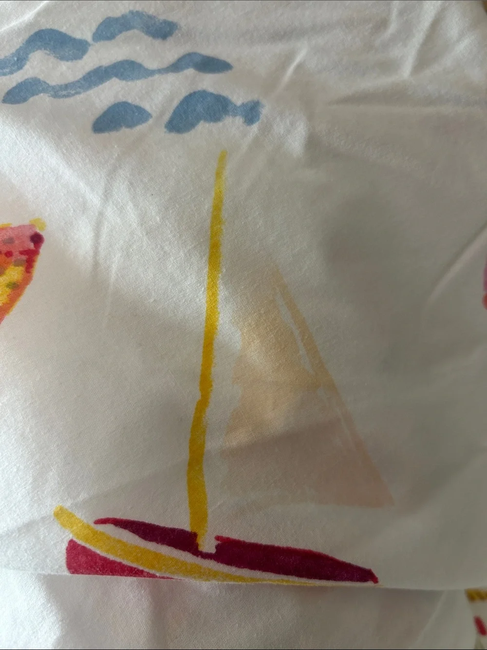VTG Coastal Sailboat Fish Palm trees  Fitted Full Sheet only made in USA